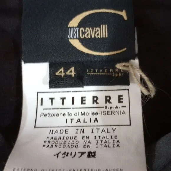 Just Cavalli Sheer Black Silk Blouse with Leopard Ruffle & Satin Trim - 44 / L - Picture 9 of 11